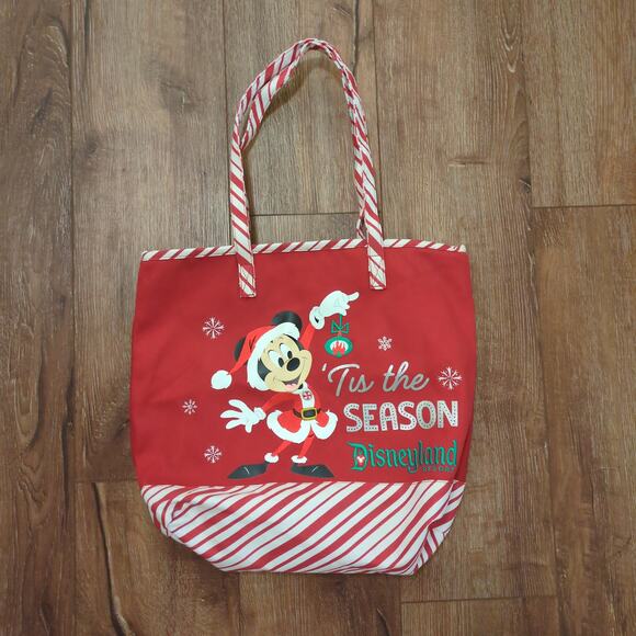 Disney Mickey Mouse Christmas Winter Tote Bag Snowflake Season Disneyland - Picture 1 of 9